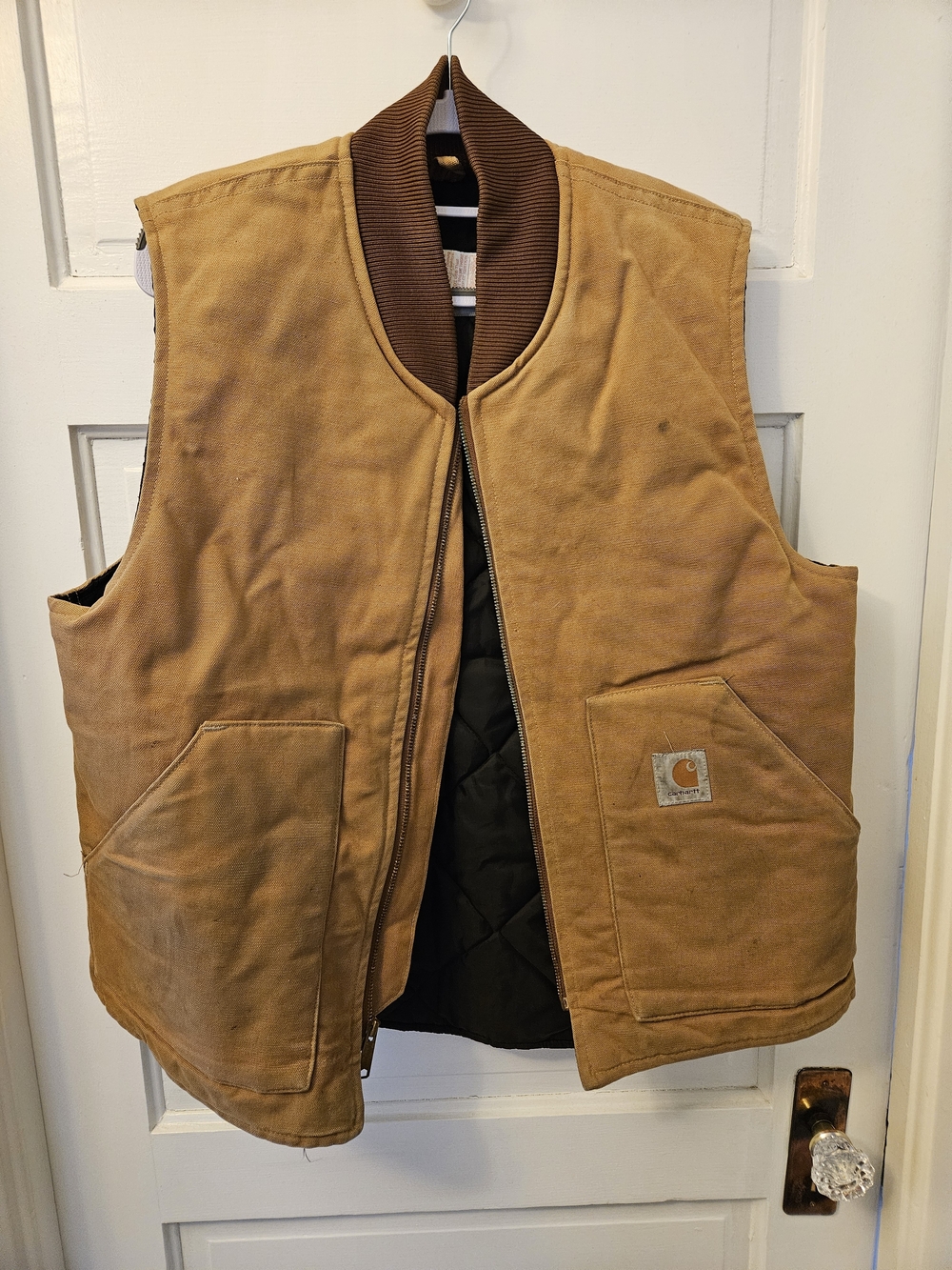 Carhartt Tan/Brown Quilted-Trim Duck Vest